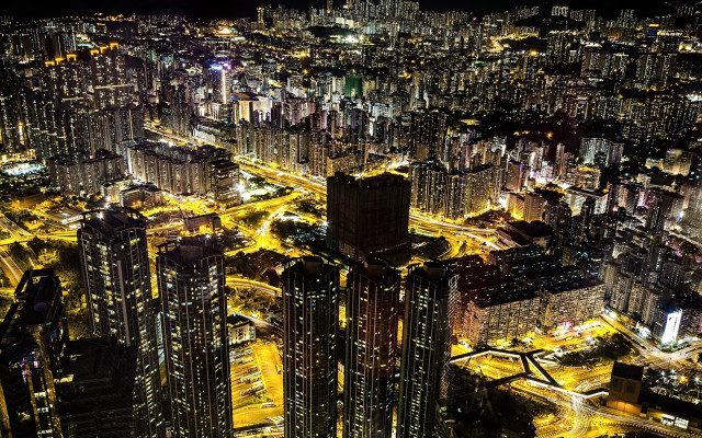 City night lights architecture traffic free wallpaper - medium preview image