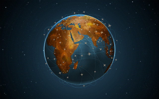 Globe stars network blue background free wallpaper - medium preview image
