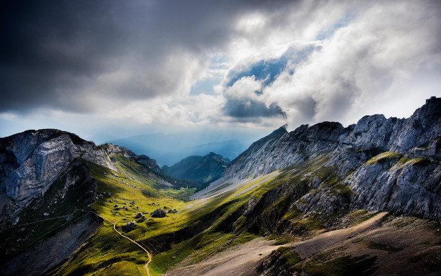 Mountain range cloudy sky winding free wallpaper - medium preview image
