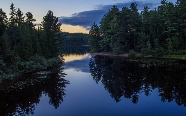 River forest sunset clouds mountains free wallpaper - medium preview image