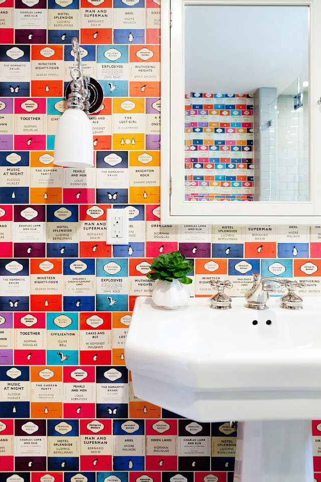 Bathroom sink mirror colorful tile free wallpaper - medium preview image