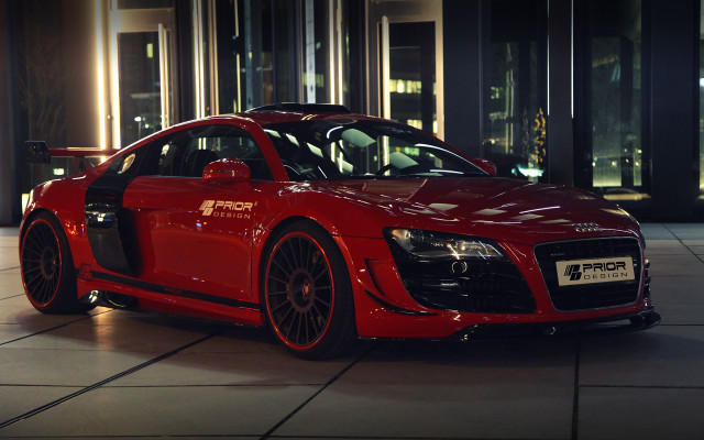 Red sports car night door free wallpaper for desktop - medium preview image