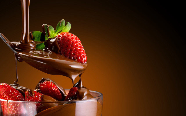 Chocolate strawberries pudding 3d food free wallpaper - medium preview image