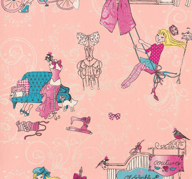 Pink background girl swing horse free wallpaper - medium preview image
