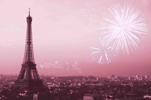 Pink eiffel tower fireworks message free wallpaper - medium preview image