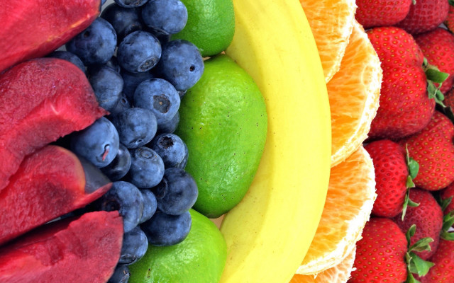 Fruit banana blueberry strawberry lime free wallpaper - medium preview image