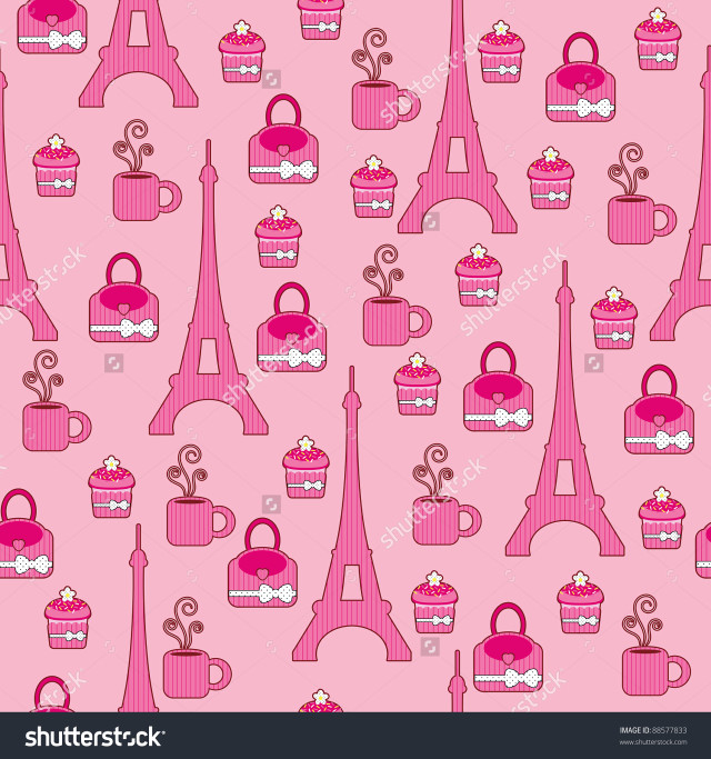 Pink background paris themed items free wallpaper - medium preview image