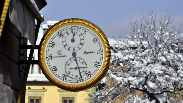 Snowy clock tower architecture bare free wallpaper - medium preview image