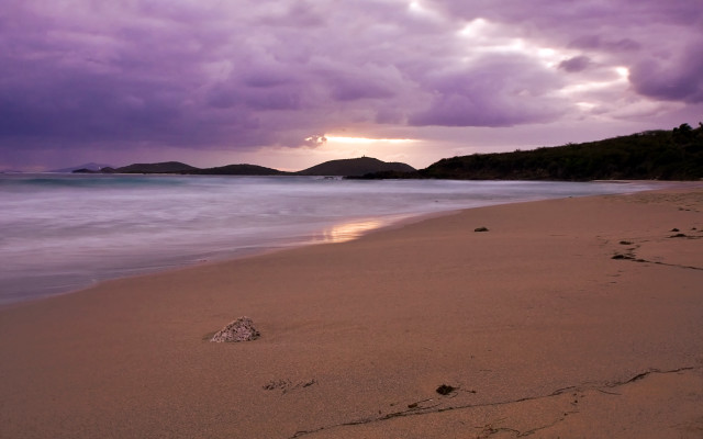 Purple sky beach mountain ocean free wallpaper - medium preview image
