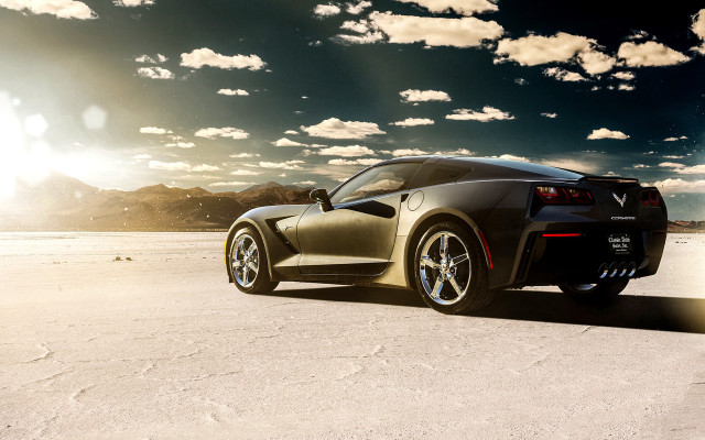 Black sports car desert clouds free wallpaper - medium preview image