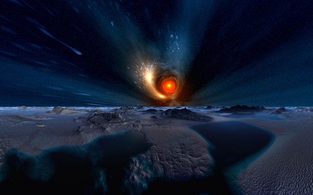 Black hole red light sky free wallpaper - medium preview image