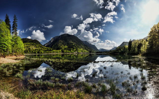 Lake mountains trees cloudy sky #15 free wallpaper - medium preview image