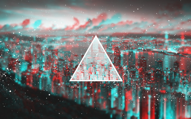 Triangle city stars aurora 3d free wallpaper - medium preview image