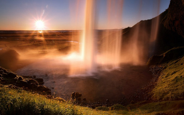 Geyser sunset valley grassland impressionist free wallpaper - medium preview image