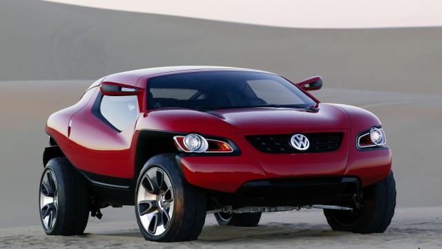 Red car desert sand dunes free wallpaper - medium preview image