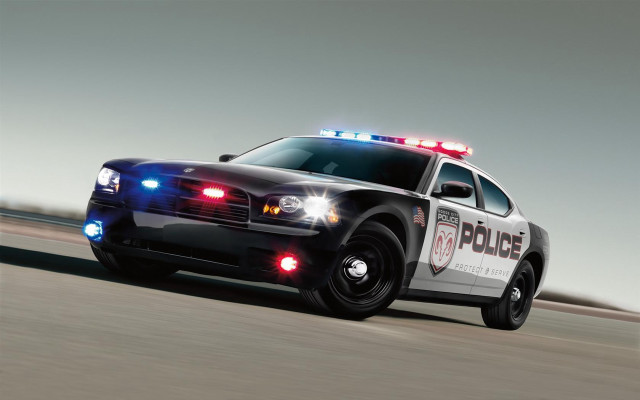 Police car highway flashing lights free wallpaper - medium preview image