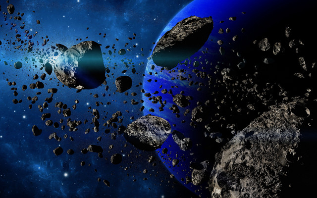 Space planet rocks aurora fireworks free wallpaper - medium preview image