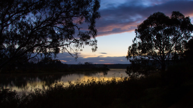 Lake sunset trees clouds autumn #4 free wallpaper - medium preview image