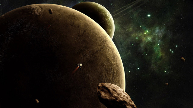 Space station rocket planet matte free wallpaper - medium preview image