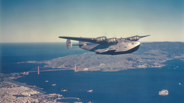 Airplane water bridge beach military free wallpaper - medium preview image