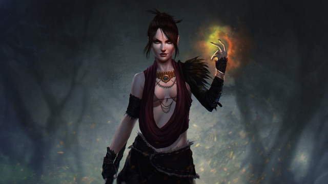 Woman glowing object forest magic free wallpaper - medium preview image