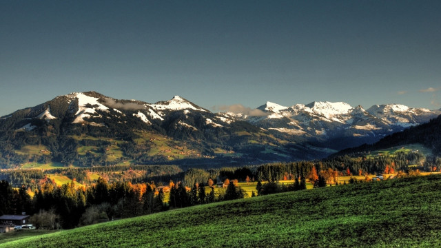 Mountain range forest lake sunset #5 free wallpaper - medium preview image
