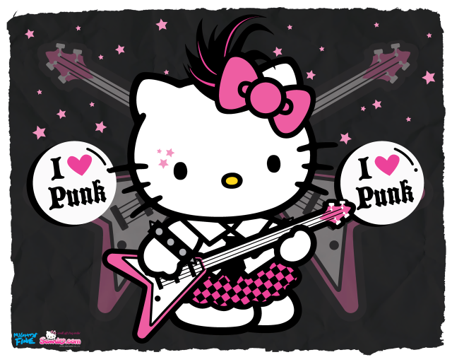 Hello kitty guitar punk starry free wallpaper - medium preview image
