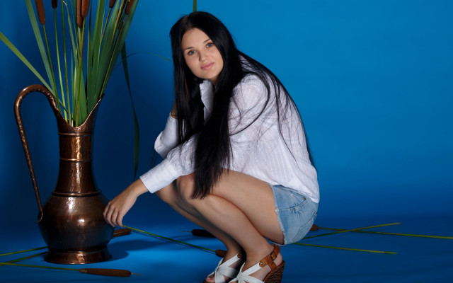 Elina karimova flower vase blue free wallpaper - medium preview image