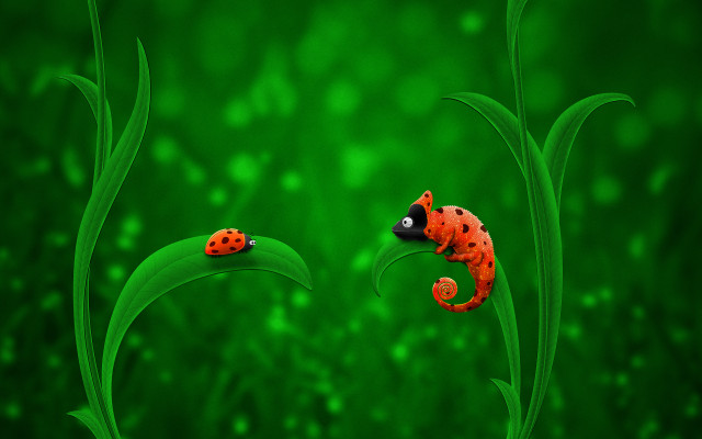 Ladybug green background flowers forest free wallpaper - medium preview image