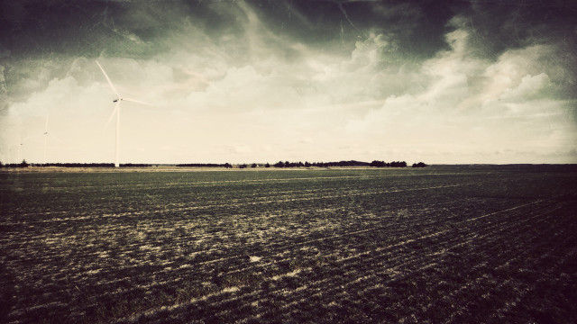 Field wind turbine cloudy sky free wallpaper - medium preview image