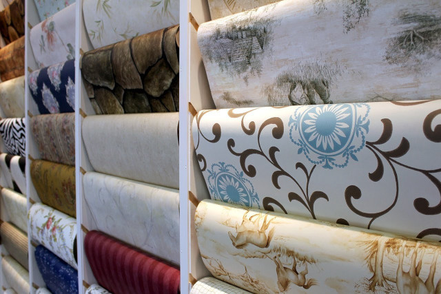 Colored fabric wall storefront display free wallpaper - medium preview image
