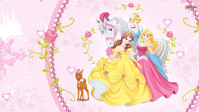 Princesses horse deer pink background free wallpaper - medium preview image