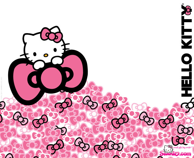Hello kitty wallpaper pink bows free wallpaper - medium preview image