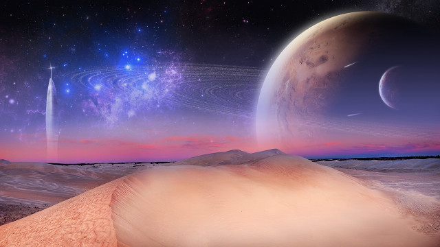 Distant planet star space art #2 free wallpaper - medium preview image
