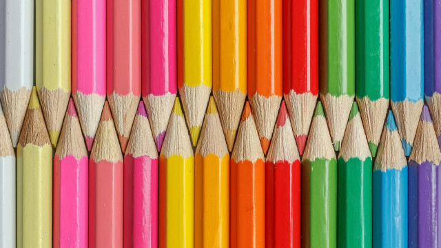 Colored pencils rainbow background childs free wallpaper - medium preview image