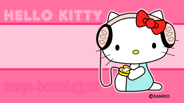 Hello kitty microphone pink background #2 free wallpaper - medium preview image