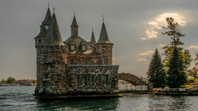 Castle lake forest bridge romanesque free wallpaper - medium preview image