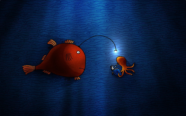 Fish squid light wall dark free wallpaper - medium preview image
