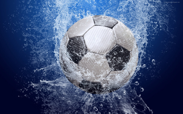 Soccer ball water splash photorealism free wallpaper - medium preview image