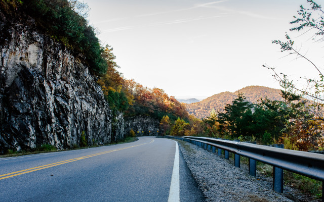 Mountain road sky clouds autumn free wallpaper - medium preview image