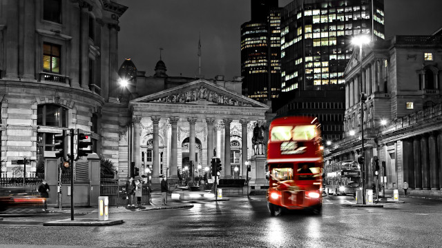 Double decker bus city night free wallpaper - medium preview image