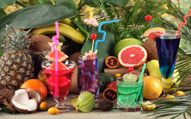 Summer vibrancy fruit drinks basket free wallpaper - medium preview image