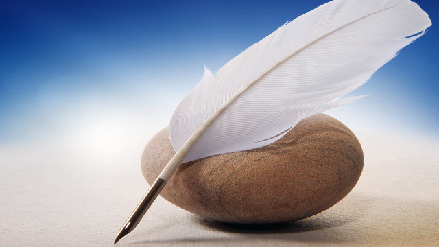 Feather rock pen blue sky free wallpaper - medium preview image