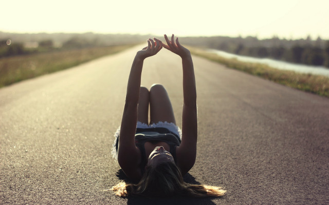 Woman sunset beach ocean denim free wallpaper - medium preview image