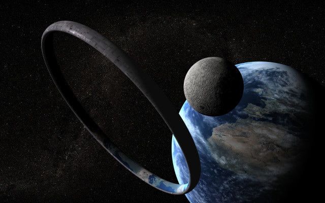 Space planet stars matte painting free wallpaper - medium preview image