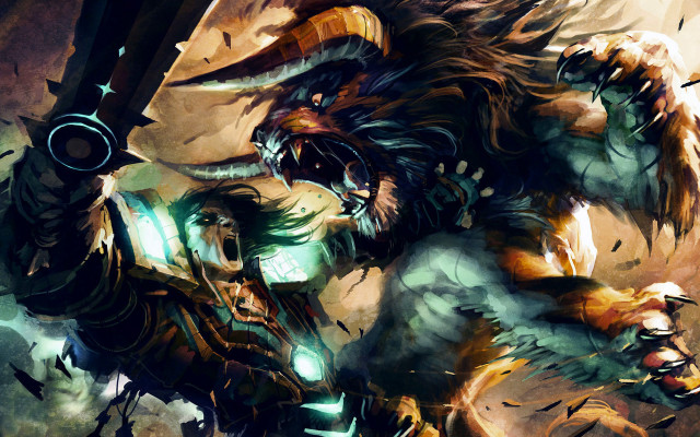 Demon battle fire explosion glowing free wallpaper - medium preview image