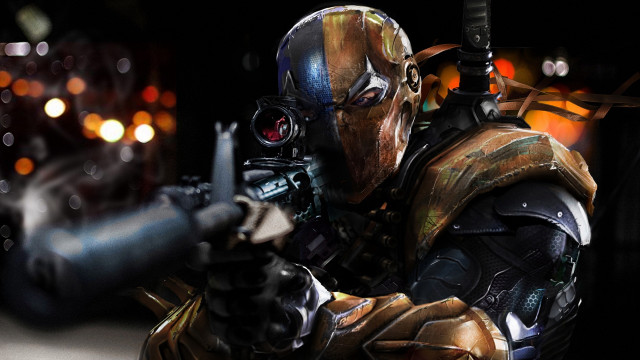 Man suit gun distant blurry free wallpaper - medium preview image