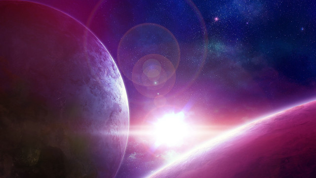 Space planet stars horizon moon free wallpaper - medium preview image