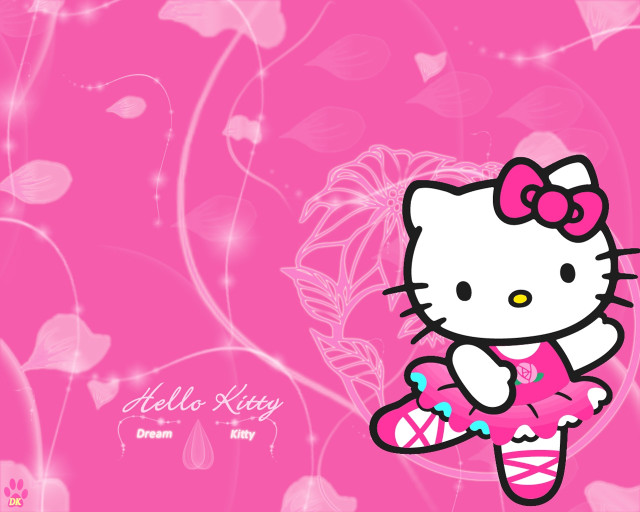 Hello kitty pink background bow free wallpaper - medium preview image