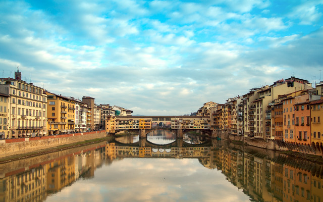 City river bridge skyscrapers clouds free wallpaper - medium preview image